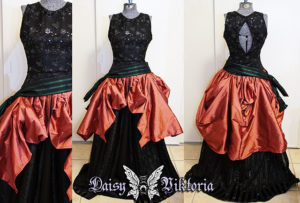 black and pink evening ballgown