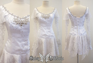 white satin beaded bridal wedding dress