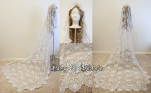 long beaded lace bridal veil