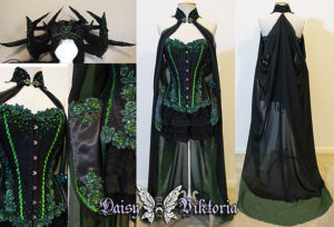 Hela burlesque with corset and cape