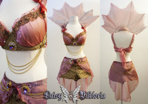 pink and gold high collar burlesque