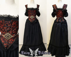 Katrina Crane Renaissance red and black corset gown