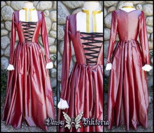 pink silk kirtle Renaissance dress