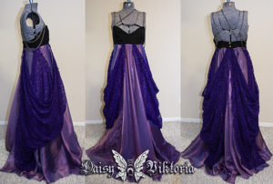 purple lace and organza chains gown