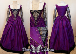 purple silk Renaissance Venetian gown