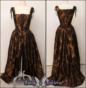 damask taffeta steampunk gown