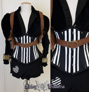 steampunk striped corset jacket harness