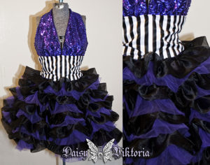 purple sequin ruffles and stripes cupcake dress