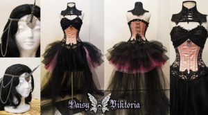 pink and black unicorn princess corset gown