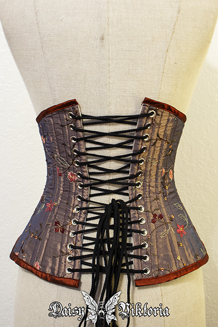 Copper Red Embroidered Taffeta Underbust Sample Corset For Waist ~24-29 ...