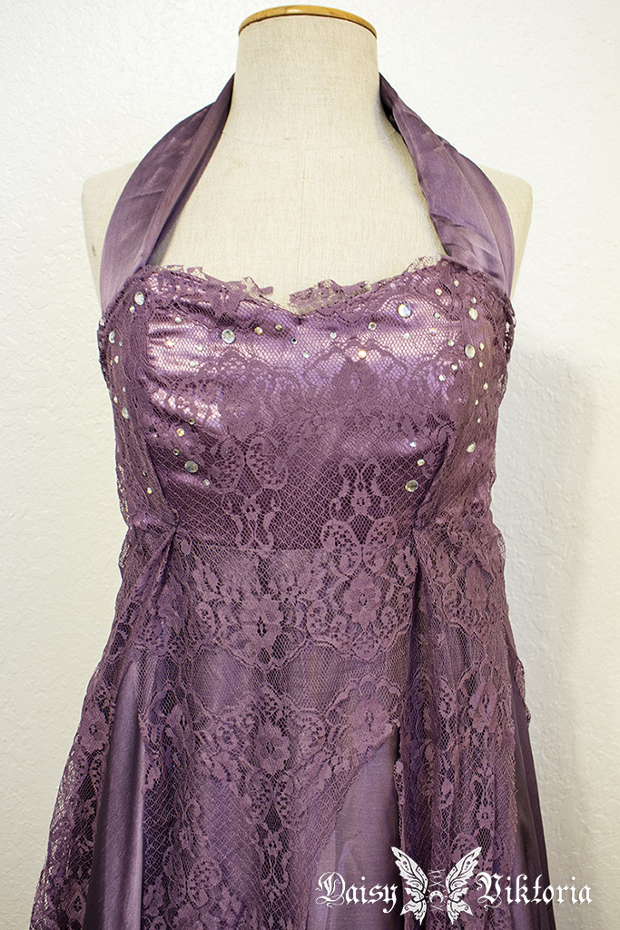 Lavender Purple Lace and Chiffon Gown - Daisy Viktoria