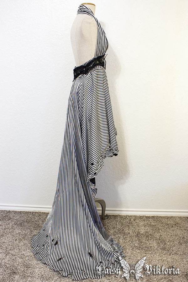 striped halter gown