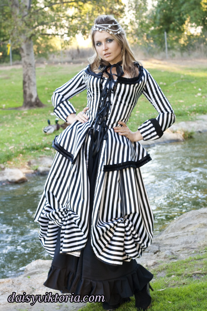 black and white stripes dress