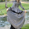 black white striped gothic rococo gown