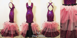 pink mermaid scale gown
