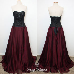 Black and Burgundy Wine Red Sparkling Princess Ballgown - Gothic Bridal ...