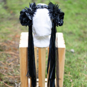 Witchy Halloween Fairy Headpiece Floral Crown - Black Roses and Spider